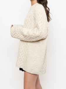 Vintage x Chunky Cable Knit Cream Sweater (XS-XL)
