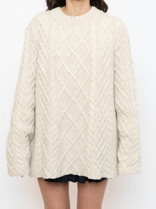 Vintage x Chunky Cable Knit Cream Sweater (XS-XL)
