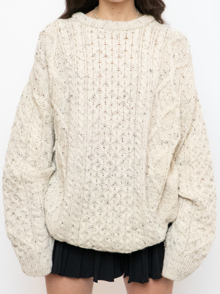 Vintage x Made in Ireland x Deadstock Cream Speckled Chunky Knit Sweater (XS-XXL)