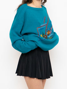 Vintage x Made in Hong Kong x Teal Sequin Beaded Knit Sweater (XS-XL)