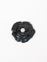 Load image into Gallery viewer, Vintage x Black Leather Rose Broach