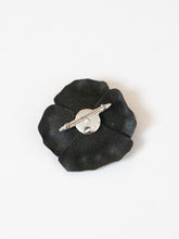 Load image into Gallery viewer, Vintage x Black Leather Rose Broach