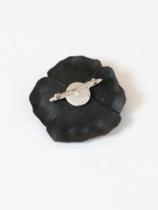 Vintage x Black Leather Rose Broach