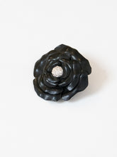 Load image into Gallery viewer, Vintage x Black Leather Rose Broach
