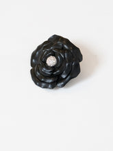Load image into Gallery viewer, Vintage x Black Leather Rose Broach