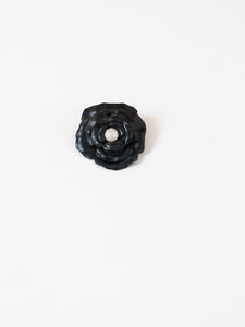 Vintage x Black Leather Rose Broach