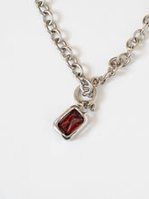 Load image into Gallery viewer, Vintage x Silver &amp; Red Rhinestone Necklace