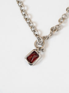 Vintage x Silver & Red Rhinestone Necklace