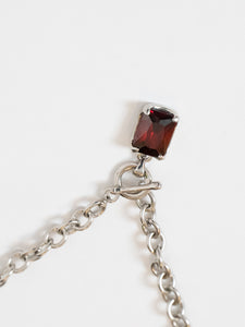 Vintage x Silver & Red Rhinestone Necklace