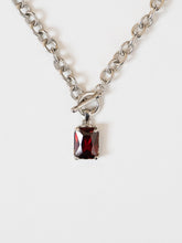 Load image into Gallery viewer, Vintage x Silver &amp; Red Rhinestone Necklace