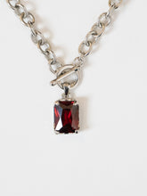 Load image into Gallery viewer, Vintage x Silver &amp; Red Rhinestone Necklace