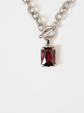 Load image into Gallery viewer, Vintage x Silver &amp; Red Rhinestone Necklace