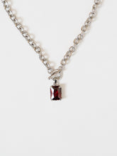 Load image into Gallery viewer, Vintage x Silver &amp; Red Rhinestone Necklace