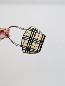 Vintage x Plaid Beaded Mini Purse