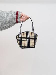 Vintage x Plaid Beaded Mini Purse