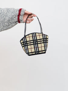 Vintage x Plaid Beaded Mini Purse