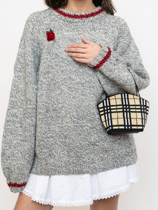Vintage x Plaid Beaded Mini Purse