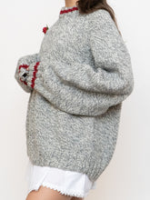 Load image into Gallery viewer, Vintage x Hand-Knit Chunky Speckled Grey &amp; Red Knit Sweater (XS-XL)