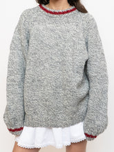 Load image into Gallery viewer, Vintage x Hand-Knit Chunky Speckled Grey &amp; Red Knit Sweater (XS-XL)