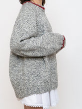 Load image into Gallery viewer, Vintage x Hand-Knit Chunky Speckled Grey &amp; Red Knit Sweater (XS-XL)