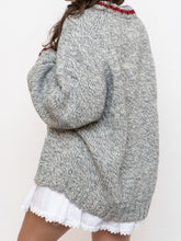 Load image into Gallery viewer, Vintage x Hand-Knit Chunky Speckled Grey &amp; Red Knit Sweater (XS-XL)