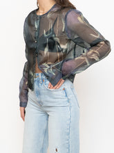 Load image into Gallery viewer, Vintage x Green Floral Sheer Blouse (S, M)