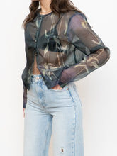 Load image into Gallery viewer, Vintage x Green Floral Sheer Blouse (S, M)