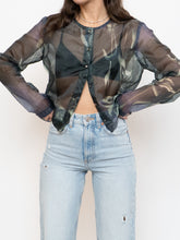 Load image into Gallery viewer, Vintage x Green Floral Sheer Blouse (S, M)