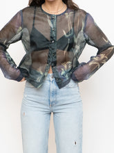 Load image into Gallery viewer, Vintage x Green Floral Sheer Blouse (S, M)