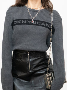 DKNY x Grey & Black Ribbed Longsleeve Knit (XS-XL)