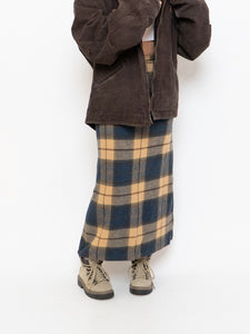 Modern x Beige & Blue Wool Plaid Skirt (XS, S)