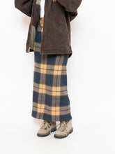 Load image into Gallery viewer, Modern x Beige &amp; Blue Wool Plaid Skirt (XS, S)