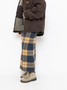 Modern x Beige & Blue Wool Plaid Skirt (XS, S)