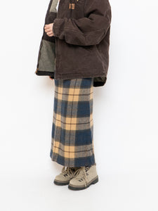 Modern x Beige & Blue Wool Plaid Skirt (XS, S)
