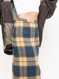 Modern x Beige & Blue Wool Plaid Skirt (XS, S)