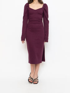CHELSEA 28 x Burgundy Knit Bodycon Dress (M, L)