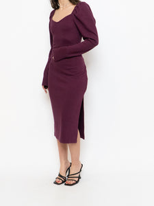 CHELSEA 28 x Burgundy Knit Bodycon Dress (M, L)