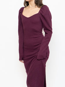 CHELSEA 28 x Burgundy Knit Bodycon Dress (M, L)