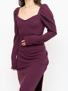 CHELSEA 28 x Burgundy Knit Bodycon Dress (M, L)