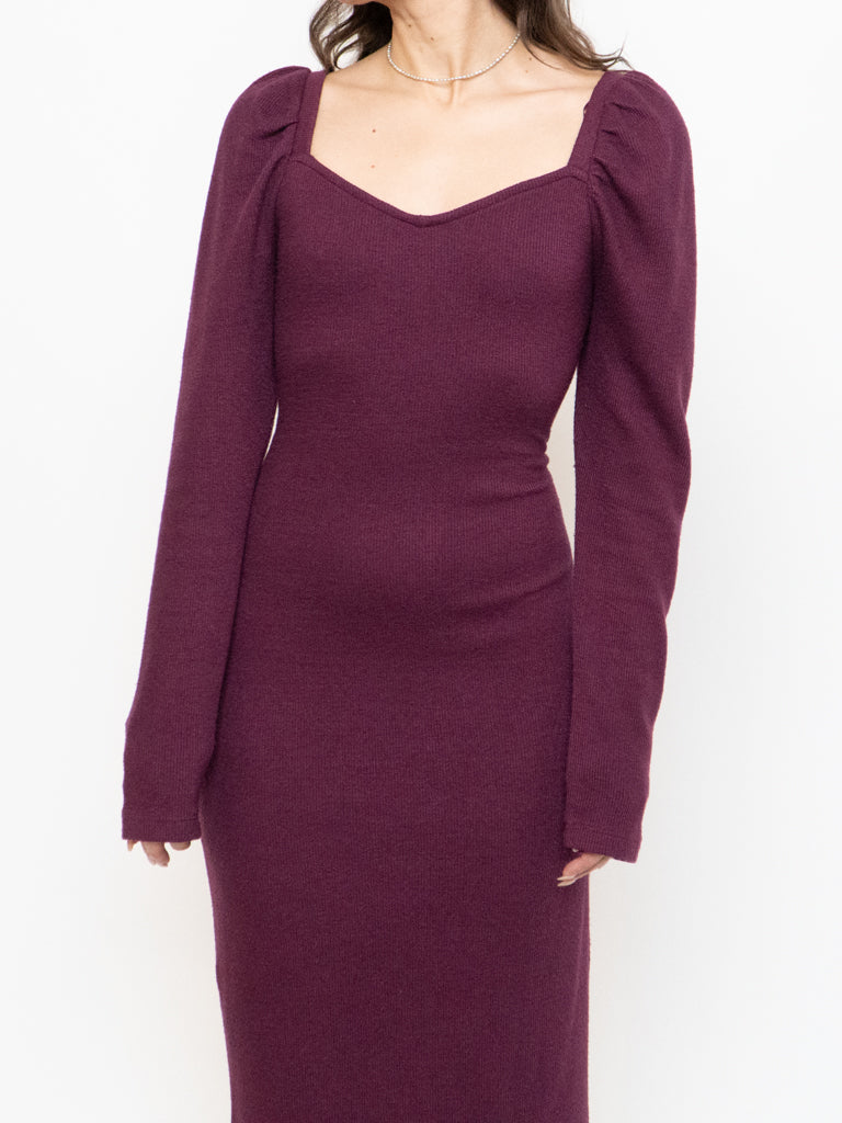 CHELSEA 28 x Burgundy Knit Bodycon Dress (M, L)