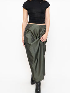 Vintage x Made in Canada x Olive Shiny Tech Skirt (XS, S)