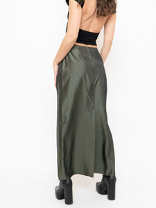 Vintage x Made in Canada x Olive Shiny Tech Skirt (XS, S)