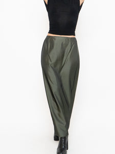 Vintage x Made in Canada x Olive Shiny Tech Skirt (XS, S)