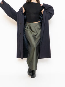 Vintage x Made in Canada x Olive Shiny Tech Skirt (XS, S)