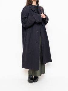 Vintage x Made in Canada. AQUASCUTUM OF LONDON Navy Wool Trench Coat (M-XL)