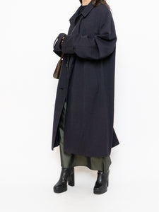 Vintage x Made in Canada. AQUASCUTUM OF LONDON Navy Wool Trench Coat (M-XL)