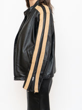 Load image into Gallery viewer, Vintage x DANIER Black &amp; Beige Striped Leather Biker Jacket (S-L)
