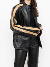 Load image into Gallery viewer, Vintage x DANIER Black &amp; Beige Striped Leather Biker Jacket (S-L)