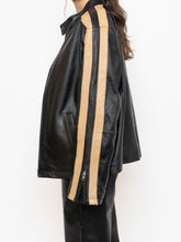 Load image into Gallery viewer, Vintage x DANIER Black &amp; Beige Striped Leather Biker Jacket (S-L)