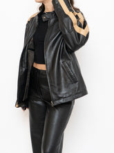 Load image into Gallery viewer, Vintage x DANIER Black &amp; Beige Striped Leather Biker Jacket (S-L)